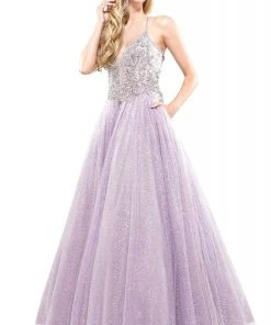 Formal Gowns Colors Dress - 2264 Plunging Crystal Motif Glitter Gown