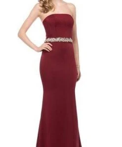 Colors Dress - Jewel Adorned Long Sheath Gown 1541 - 1 Pc Royal In Size 6 And 1 Pc Wine In Size 6 Available Formal Gowns