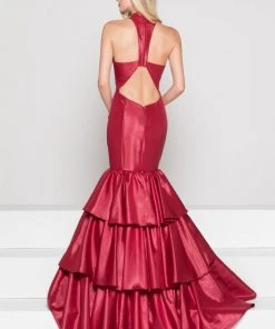 Colors Dress - Ruffled High Mermaid Dress 1882 - 2 Pcs Wine In Size 8 And 1 Pc Royal In Size 6 Available
