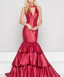 Colors Dress - Ruffled High Mermaid Dress 1882 - 2 Pcs Wine In Size 8 And 1 Pc Royal In Size 6 Available
