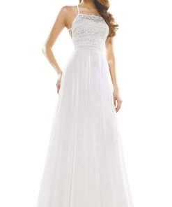 Colors Dress - Strappy Lace Bodice A-Line Gown G889 - 1 Pc Off White In Size 4 Available Formal Gowns
