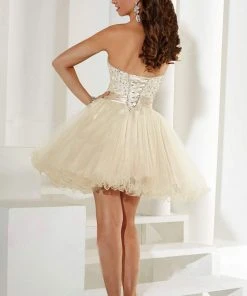 Cocktail Dresses Damas - 52334 Strapless Beaded Sweetheart Tulle A-line Dress