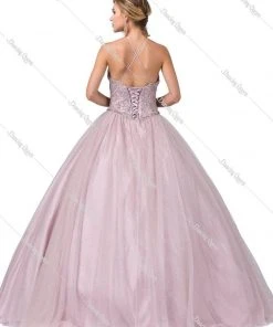 Dancing Queen - 1340 Bejeweled Halter Neck Ballgown - 1 Pc Dusty Pink In Size 2XL Available Formal Gowns