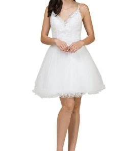 Cocktail Dresses Dancing Queen - 2004 Beaded Floral Lace Tulle Cocktail Dress