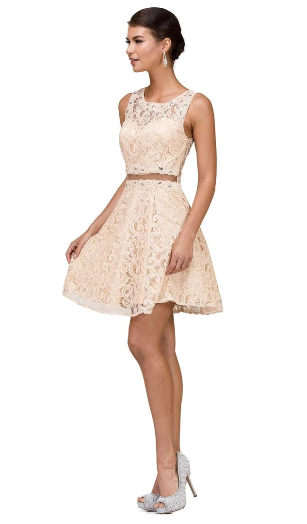 Dancing Queen - 2053 Illusion Two Piece Beaded Lace Cocktail Dress 7 Dancing Queen - 2053 Illusion Two Piece Beaded Lace Cocktail Dress