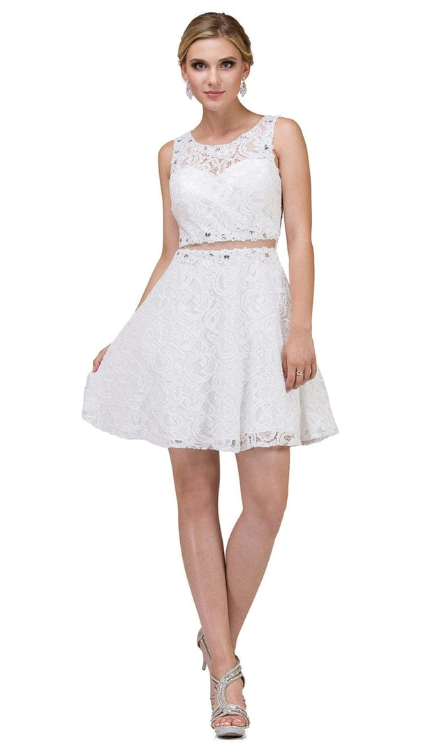 Dancing Queen - 2053 Illusion Two Piece Beaded Lace Cocktail Dress 5 Dancing Queen - 2053 Illusion Two Piece Beaded Lace Cocktail Dress