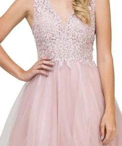 Dancing Queen - 2054 Lace Rhinestone Embellished Cocktail Dress Cocktail Dresses 10 Dancing Queen - 2054 Lace Rhinestone Embellished Cocktail Dress Cocktail Dresses