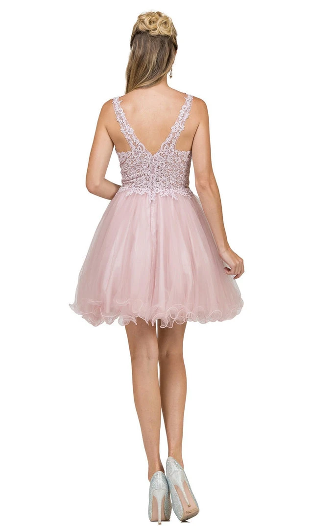 Dancing Queen - 2054 Lace Rhinestone Embellished Cocktail Dress Cocktail Dresses 6 Dancing Queen - 2054 Lace Rhinestone Embellished Cocktail Dress Cocktail Dresses