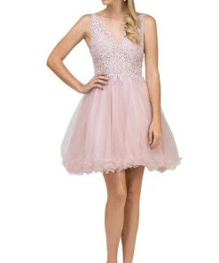 Dancing Queen - 2054 Lace Rhinestone Embellished Cocktail Dress Cocktail Dresses 11 Dancing Queen - 2054 Lace Rhinestone Embellished Cocktail Dress Cocktail Dresses