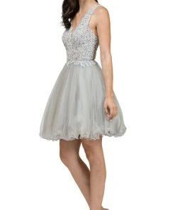 Dancing Queen - 2054 Lace Rhinestone Embellished Cocktail Dress Cocktail Dresses 15 Dancing Queen - 2054 Lace Rhinestone Embellished Cocktail Dress Cocktail Dresses