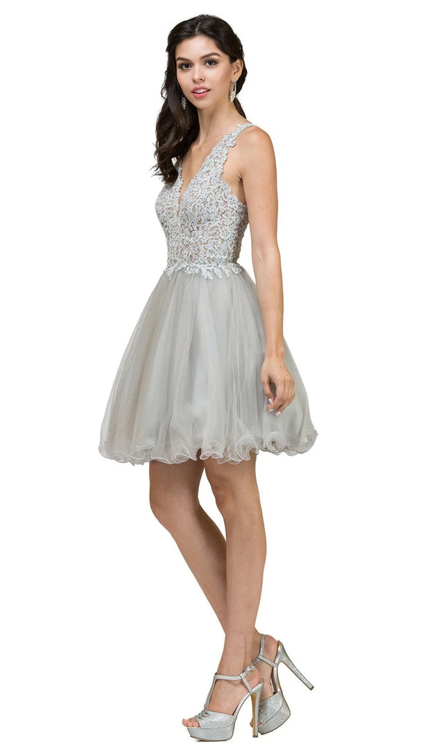 Dancing Queen - 2054 Lace Rhinestone Embellished Cocktail Dress Cocktail Dresses 9 Dancing Queen - 2054 Lace Rhinestone Embellished Cocktail Dress Cocktail Dresses