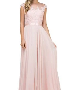 Dancing Queen - 2121 Sheer Floral A Line Evening Gown