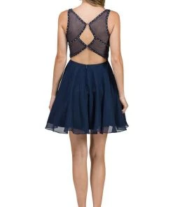 Dancing Queen - 2124 Illusion Cutout Chiffon Cocktail Dress