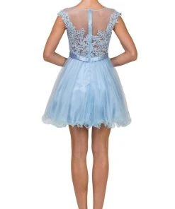 Dancing Queen - 2153 Illusion Jewel Floral A Line Cocktail Dress Cocktail Dresses