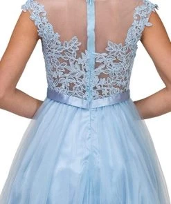 Dancing Queen - 2153 Illusion Jewel Floral A Line Cocktail Dress Cocktail Dresses