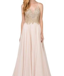 Formal Gowns Dancing Queen - 2259 Beaded Plunging Sweetheart Chiffon Prom Dress