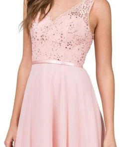 Dancing Queen - 2267 Sleeveless Scalloped Lace Illusion Prom Gown Formal Gowns