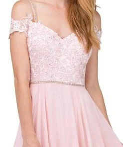 Dancing Queen - 2327 Embellished Off-Shoulder A-line Gown Formal Gowns