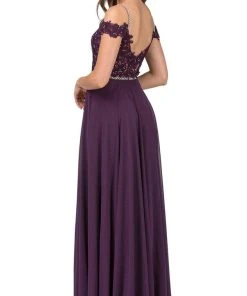 Dancing Queen - 2327 Embellished Off-Shoulder A-line Gown Formal Gowns