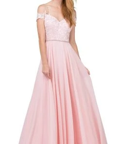 Dancing Queen - 2327 Embellished Off-Shoulder A-line Gown Formal Gowns