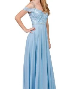 Dancing Queen - 2327 Embellished Off-Shoulder A-line Gown Formal Gowns