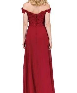 Dancing Queen - 2492 Off Shoulder Lace Applique Evening Dress Formal Gowns