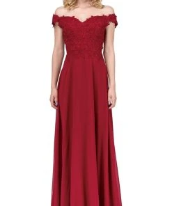 Dancing Queen - 2492 Off Shoulder Lace Applique Evening Dress Formal Gowns