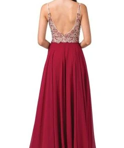 Dancing Queen - 2513 Beaded Embellished Illusion Bodice Chiffon Gown Formal Gowns