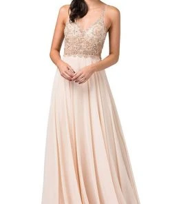 Dancing Queen - 2513 Beaded Embellished Illusion Bodice Chiffon Gown Formal Gowns