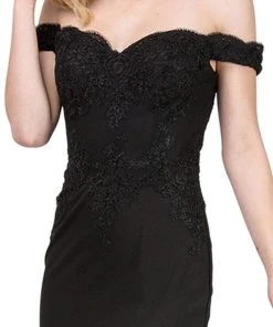 Formal Gowns Dancing Queen - 2562 Lace Applique Off-Shoulder Fitted Prom Dress