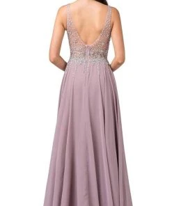Dancing Queen - 2570 Jewel Ornate Illusion Bodice Chiffon Prom Dress
