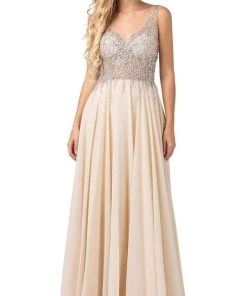 Dancing Queen - 2570 Jewel Ornate Illusion Bodice Chiffon Prom Dress