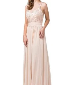 Formal Gowns Dancing Queen - 2571 Embroidered V-neck Long A-line Dress