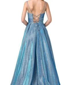 Dancing Queen - 2611 Sweetheart Lace Up Back Metallic Jersey Gown