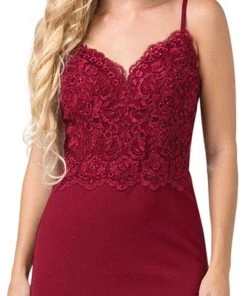 Dancing Queen - 2620 Lace V-neck Trumpet Dress Formal Gowns