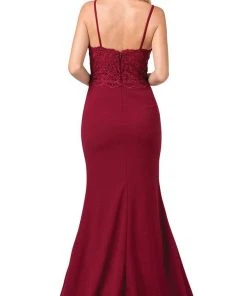 Dancing Queen - 2620 Lace V-neck Trumpet Dress Formal Gowns 10 Dancing Queen - 2620 Lace V-neck Trumpet Dress Formal Gowns