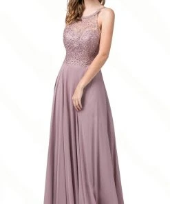 Formal Gowns Dancing Queen - 2678 Beaded Halter A-Line Prom Dress