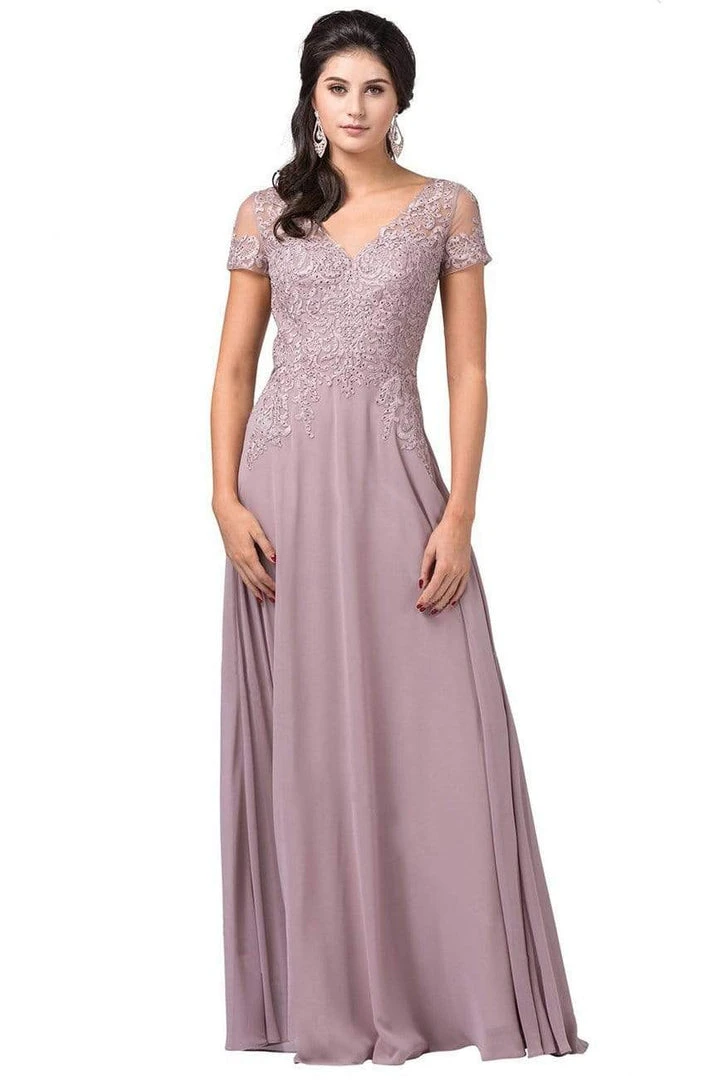 Dancing Queen - 2757 Short Sleeve Jewel Appliqued A-Line Gown Formal Gowns 3 Dancing Queen - 2757 Short Sleeve Jewel Appliqued A-Line Gown Formal Gowns