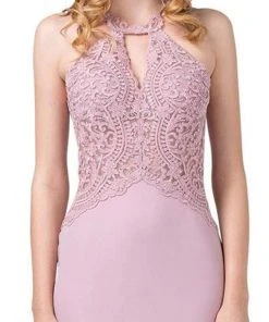 Dancing Queen - 2787 Embroidered Halter Trumpet Gown