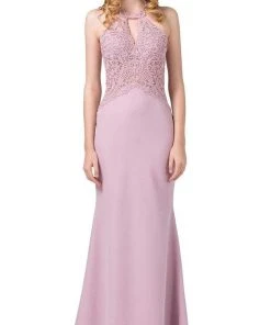 Dancing Queen - 2787 Embroidered Halter Trumpet Gown