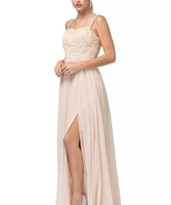 Dancing Queen - 2789 Beaded Lace Embroidery Square Neck A-Line Gown