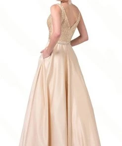 Dancing Queen - 2805 Plunging V-Neck A-Line Prom Gown Formal Gowns 8 Dancing Queen - 2805 Plunging V-Neck A-Line Prom Gown Formal Gowns