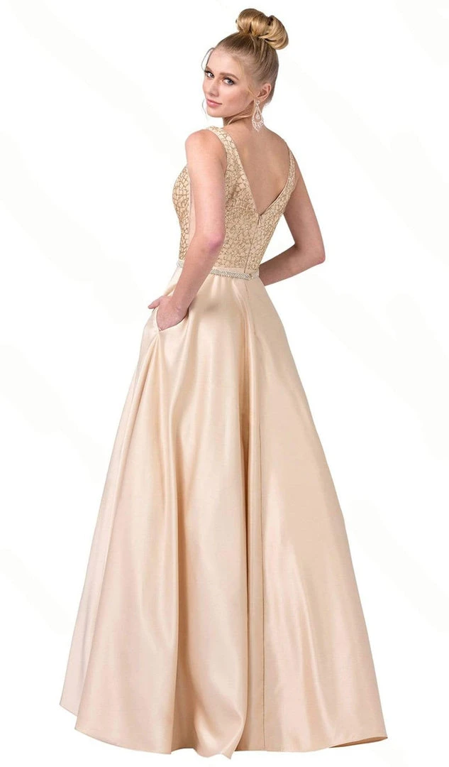 Dancing Queen - 2805 Plunging V-Neck A-Line Prom Gown Formal Gowns 5 Dancing Queen - 2805 Plunging V-Neck A-Line Prom Gown Formal Gowns