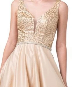 Dancing Queen - 2805 Plunging V-Neck A-Line Prom Gown Formal Gowns