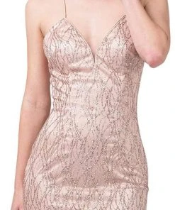 Formal Gowns Dancing Queen - 2817 Embellished Plunging V-neck Sheath Dress