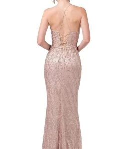 Formal Gowns Dancing Queen - 2817 Embellished Plunging V-neck Sheath Dress