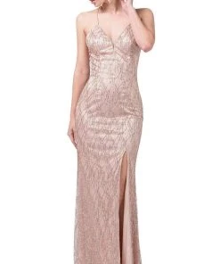Formal Gowns Dancing Queen - 2817 Embellished Plunging V-neck Sheath Dress