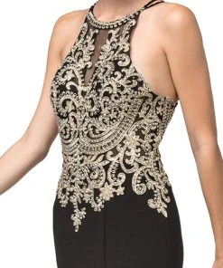 Dancing Queen - 2836 Appliqued Halter Gown With Slit 7 Dancing Queen - 2836 Appliqued Halter Gown With Slit