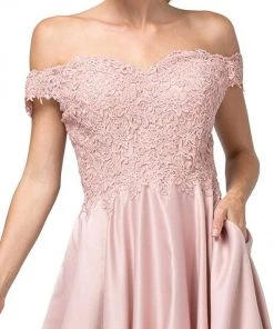 Dancing Queen - 2837 Embroidered Off-Shoulder Long A-line Dress Formal Gowns