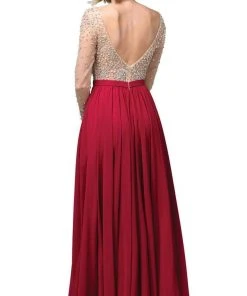 Dancing Queen - 2839 Long Sleeve Beaded Bodice A-Line Dress Formal Gowns 8 Dancing Queen - 2839 Long Sleeve Beaded Bodice A-Line Dress Formal Gowns